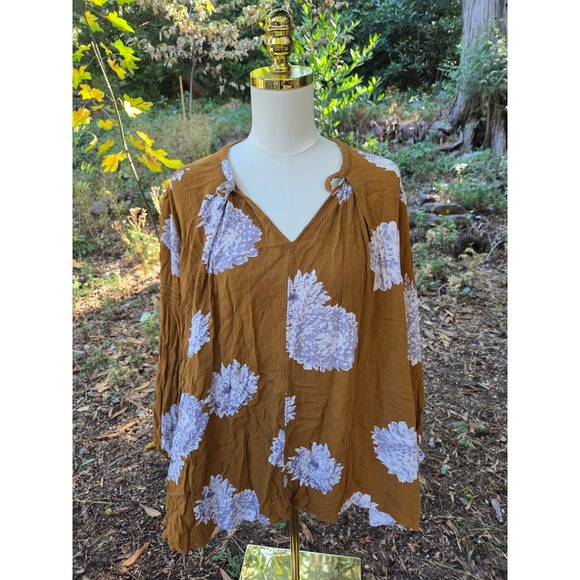 Free People Tops - Free People Small Mustard‎ Floral Blouse